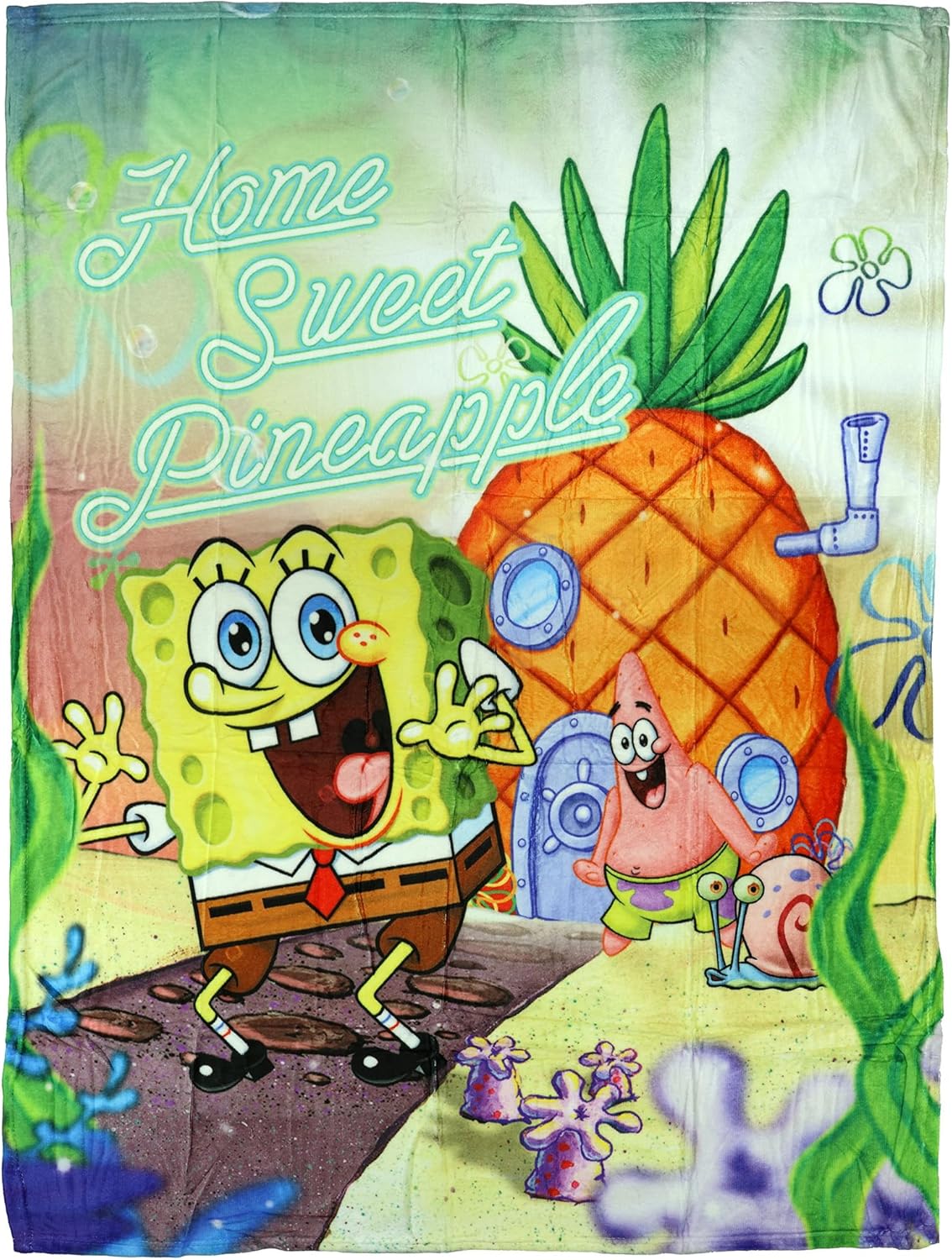 Northwest Spongebob Squarepants Blanket Home Sweet Pineapple Silk Touch Throw 46" X 60"