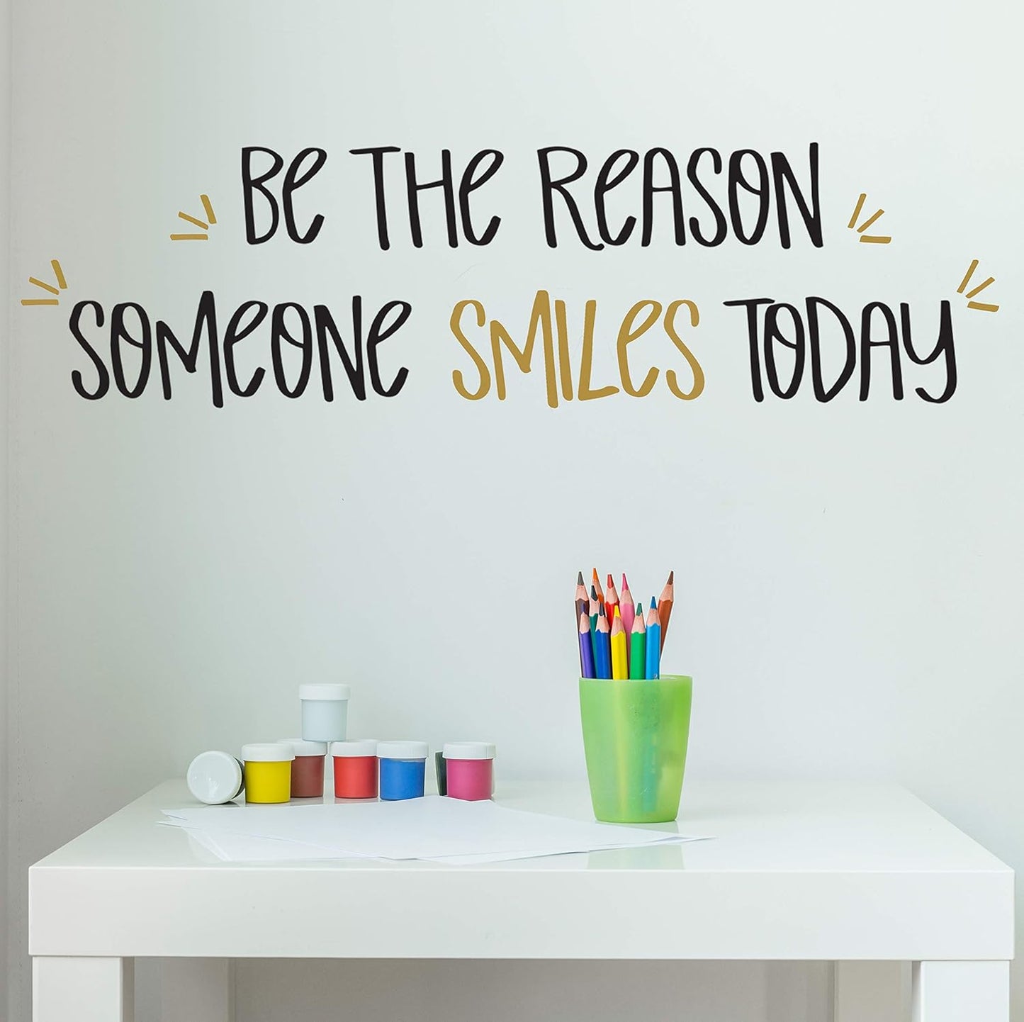 Paper Riot Co. Inspirational Wall Stickers Be The Reason Someone Smiles Today Positive Motivational Removable Adhesive Decals for Classroom Kids Room Nursery Bedroom Home Decor