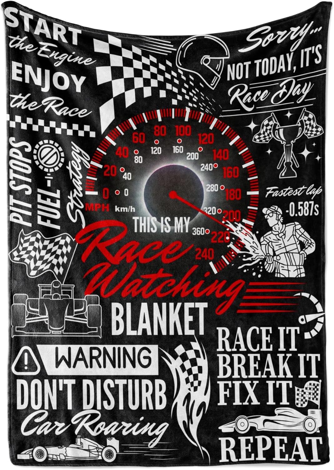 InnoBeta Car Racing Gifts, Cool Speed Racing Car Throw Blanket for Kids Boys 50"x65", Perfect for Sofa Bed Couch, Car Racing Quotes