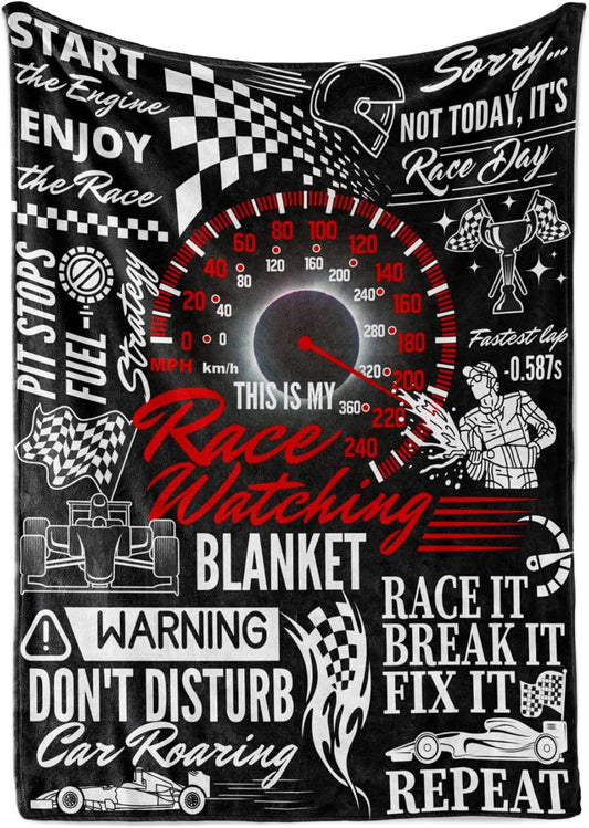 InnoBeta Car Racing Gifts, Cool Speed Racing Car Throw Blanket for Kids Boys 50"x65", Perfect for Sofa Bed Couch, Car Racing Quotes