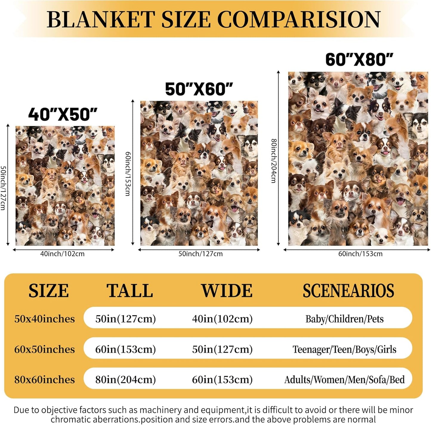 Chihuahua Dog Blanket, Soft Fleece Throw Blanket for Couch Bed Sofa, Cozy Chihuahua Gifts for Women Kids Adults, Plush Dog Lover Blanket Home Decor, 40"x50"