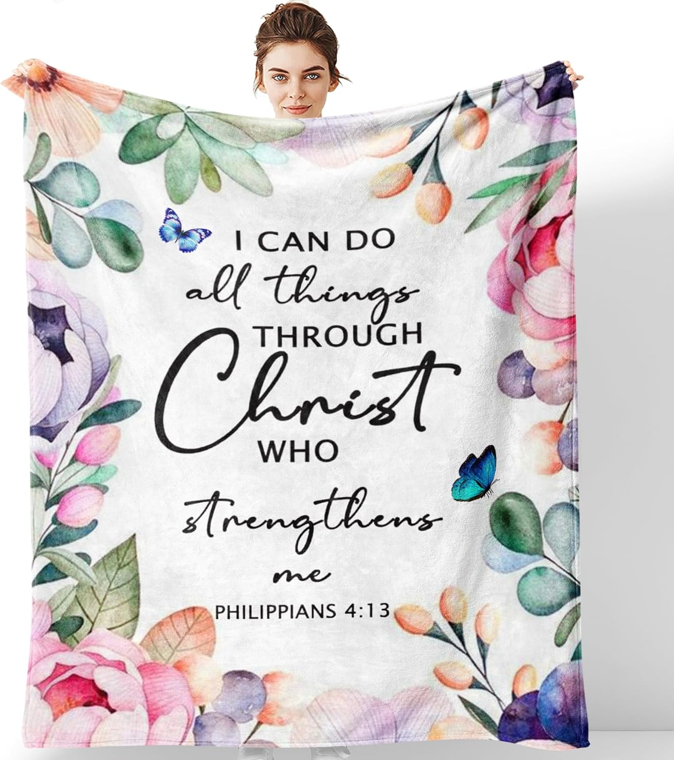 Christian Gifts for Women Blanket 50"X60", Inspirational Religious Gifts for Woman, Prayer Blanket for Women Healing, Spiritual Bible Verse Throws