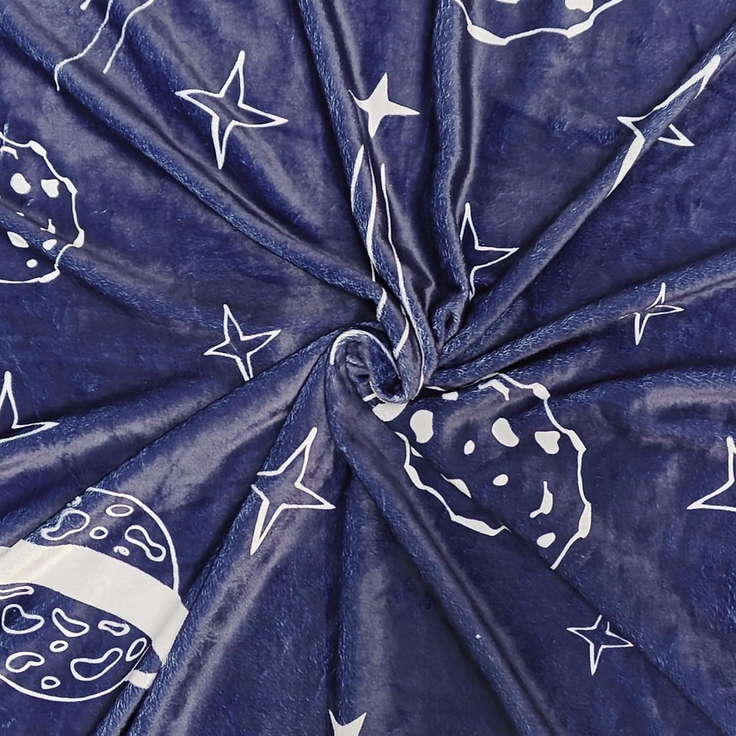 Space Blanket Super Soft Navy Blue Planets and Stars Throw Lightweight Fleece Bed Blankets for Kids Adults Couch Bed (48"x 60", Space)