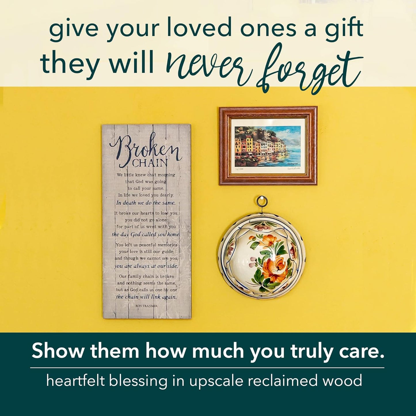 DEXSA Broken Chain Wood Plaque - Made in the USA - 5.5"x12" - Classy Frame Wall Hanging Decoration | We little knew that morning that God was going to call your name | Christian Family Home Decor Saying