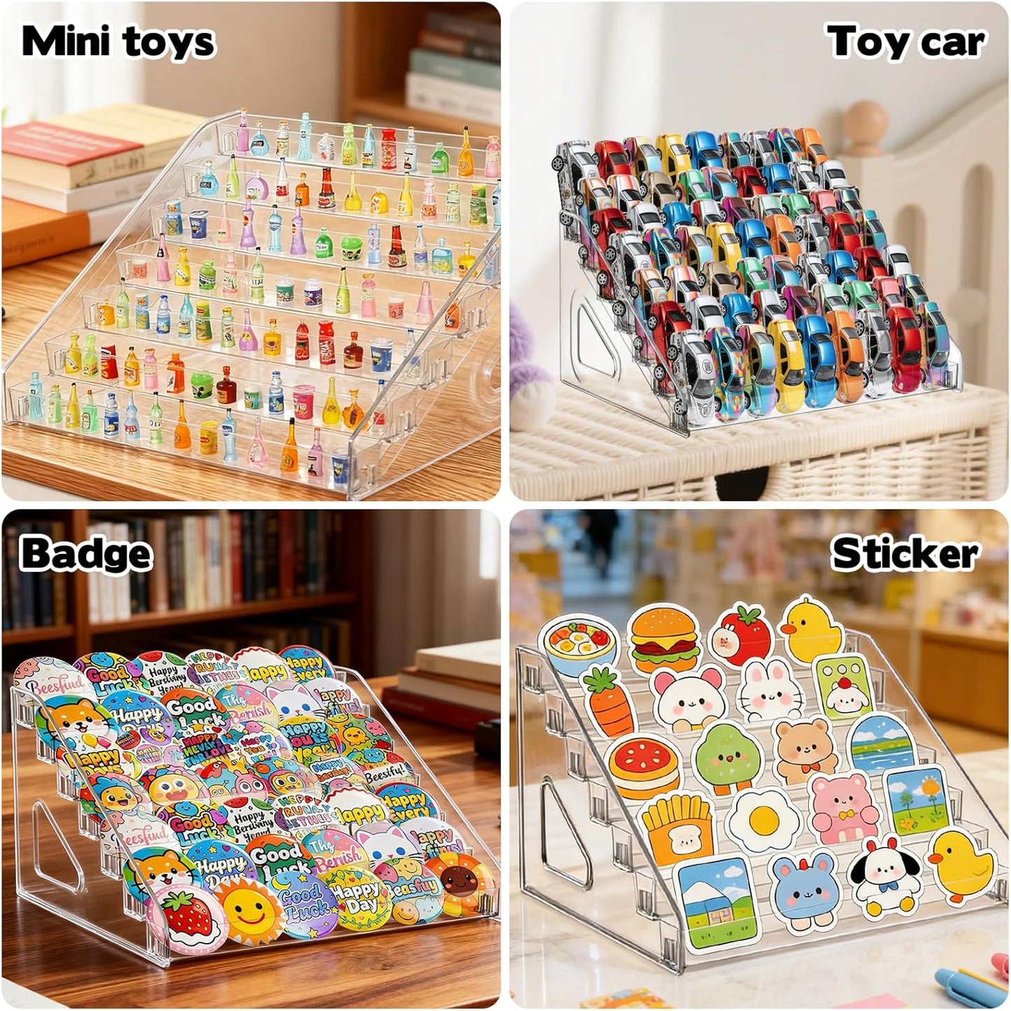 2 Pack 7 Tiers Sticker Display Stand, Sticker Stamp Holder Organizer for Large Stickers Vendors Small Business Supplier Events Trade Shows Classroom Risers Greeting Card Display Sticker Holder