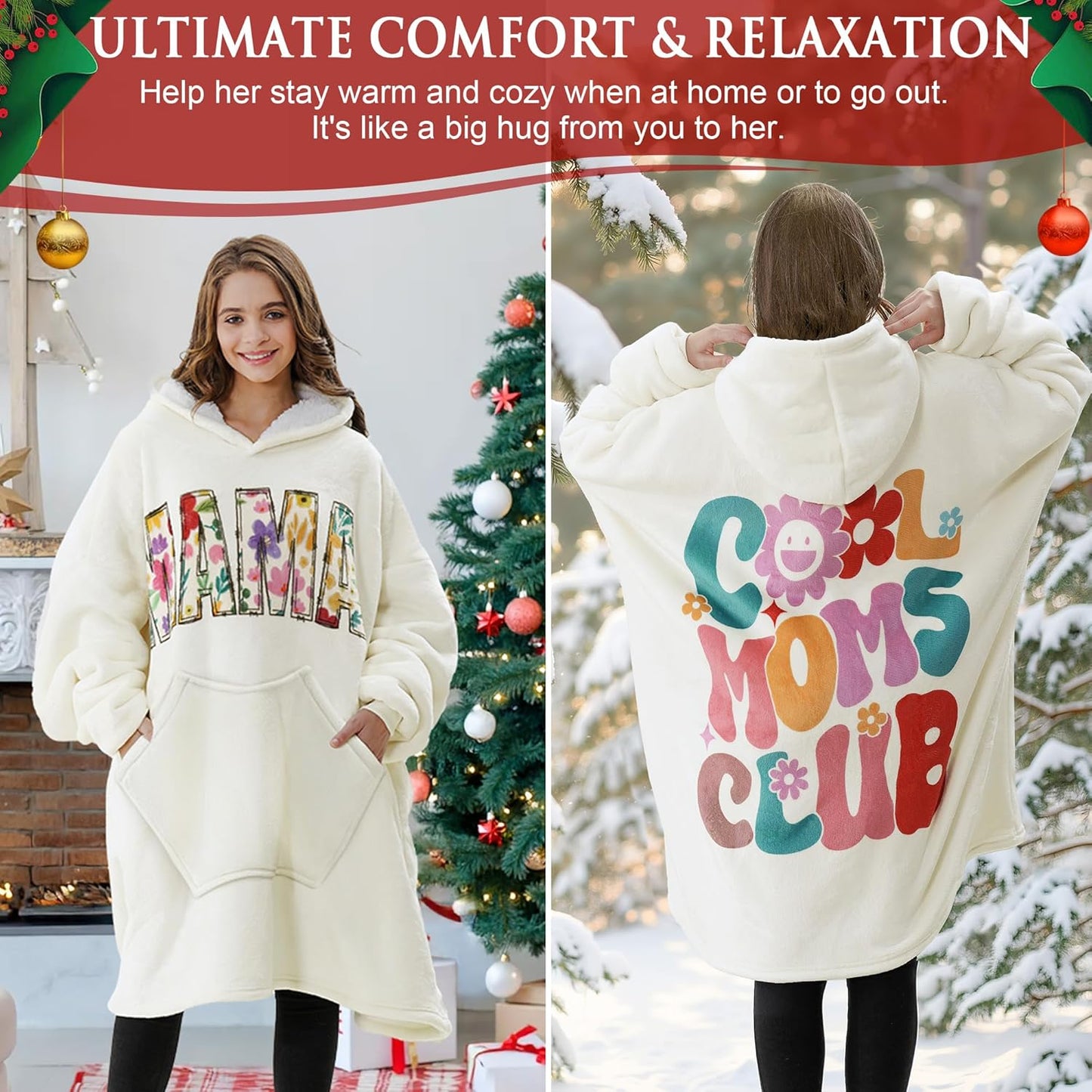 Book Lovers Gifts, Bookish Gifts for Women, Wearable Blanket Hoodie Bookworm Gifts for Reading Lover Librarian Book Nerd Birthday Graduation Mothers Day Gift Oversized Sherpa Fleece Blanket Sweatshirt