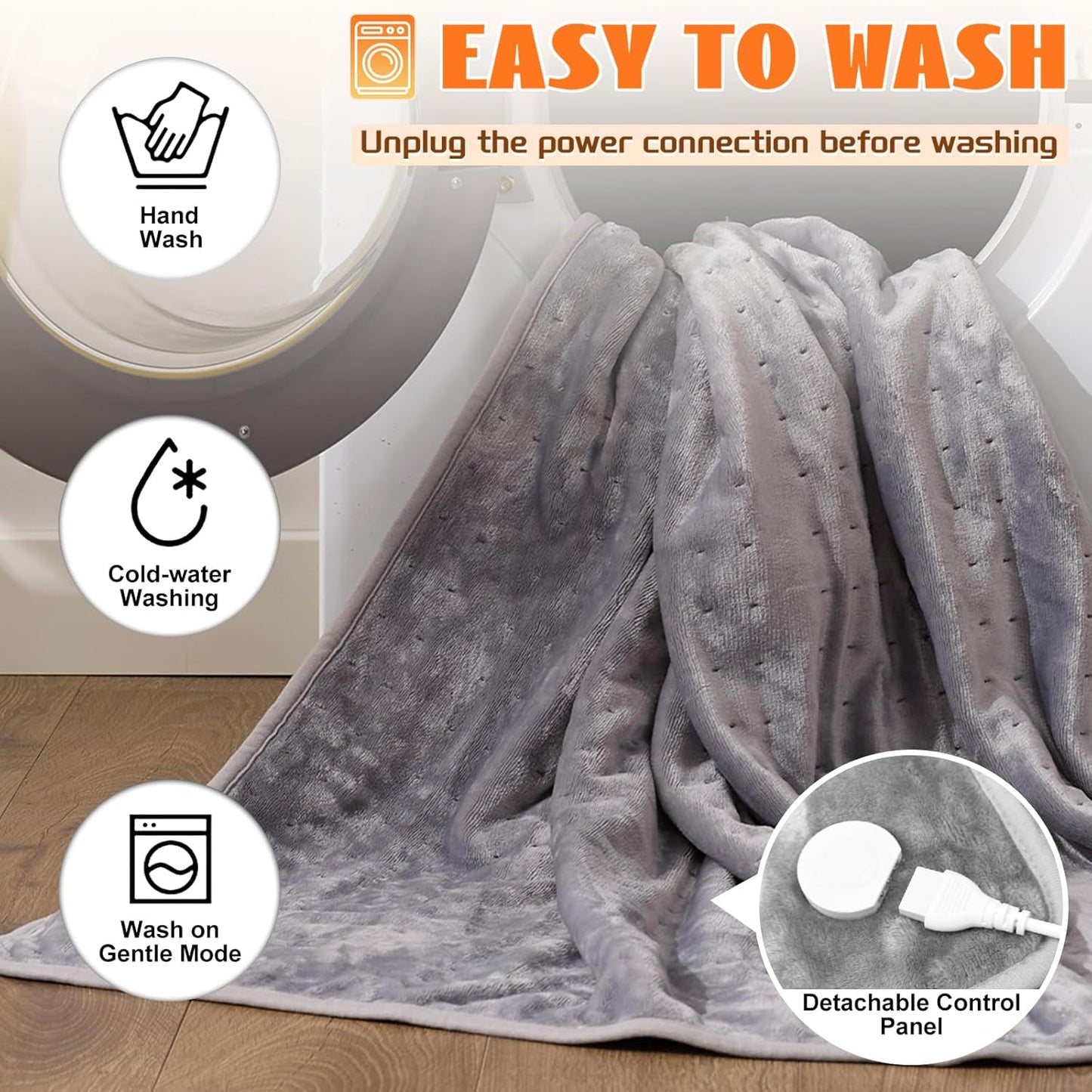 Heated Blanket Electric Throw 50''X60'' Heating Blanket Electric Blankets with 6 Heating Levels 1-12 Hours Auto Off Machine Washable Fast Heating Blankets, Ideal Gifts for Winter Cold Days