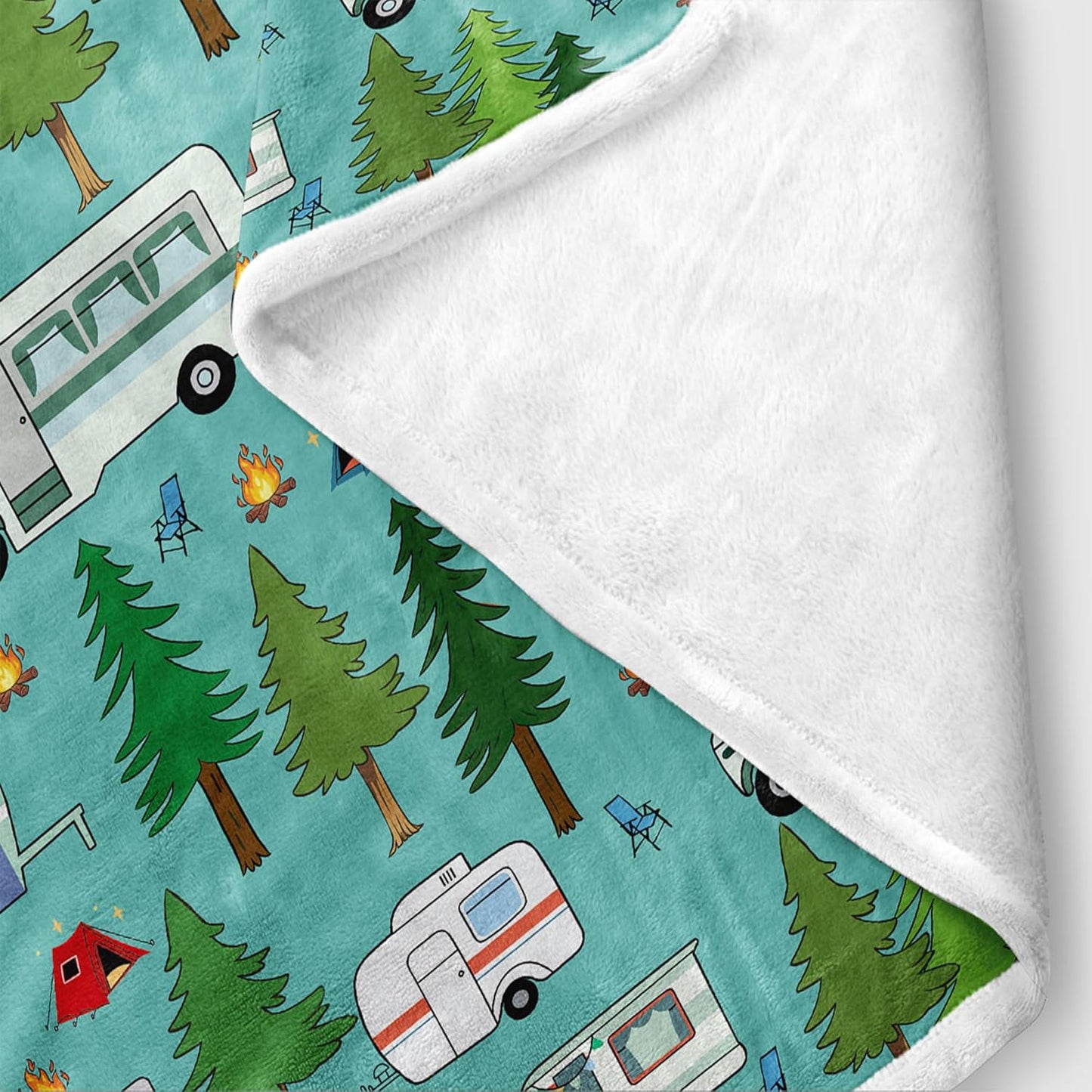 Travel Throw Blanket, Camping Blanket, Camper Decor Blanket,Outdoor Throw Blanket,Happy Camping Soft Plush Fluffy Blankets Camper Bedding for Bed Sofa Couch Camping Gifts 50x60inch
