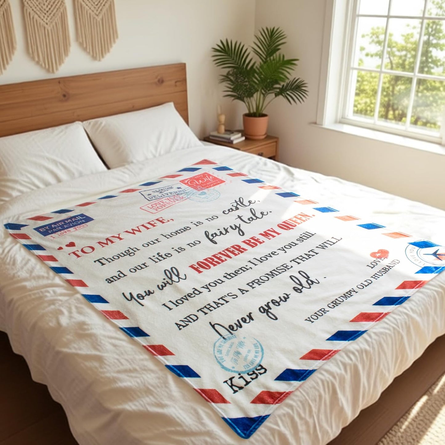 Gift for Wife from Husband - Wedding Anniversary Romantic Gifts for Wife, Valentines Day Gift, Birthday Gifts Cozy Soft to My Wife Flannel Throw Blanket for Couch Bed