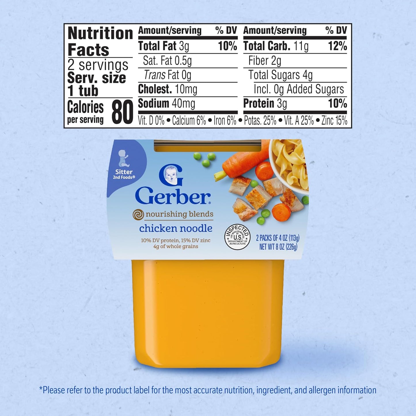 Gerber Stage 2 Baby Food, Nourishing Blends Tubs, Baby Puree, Variety Pack, 32PK