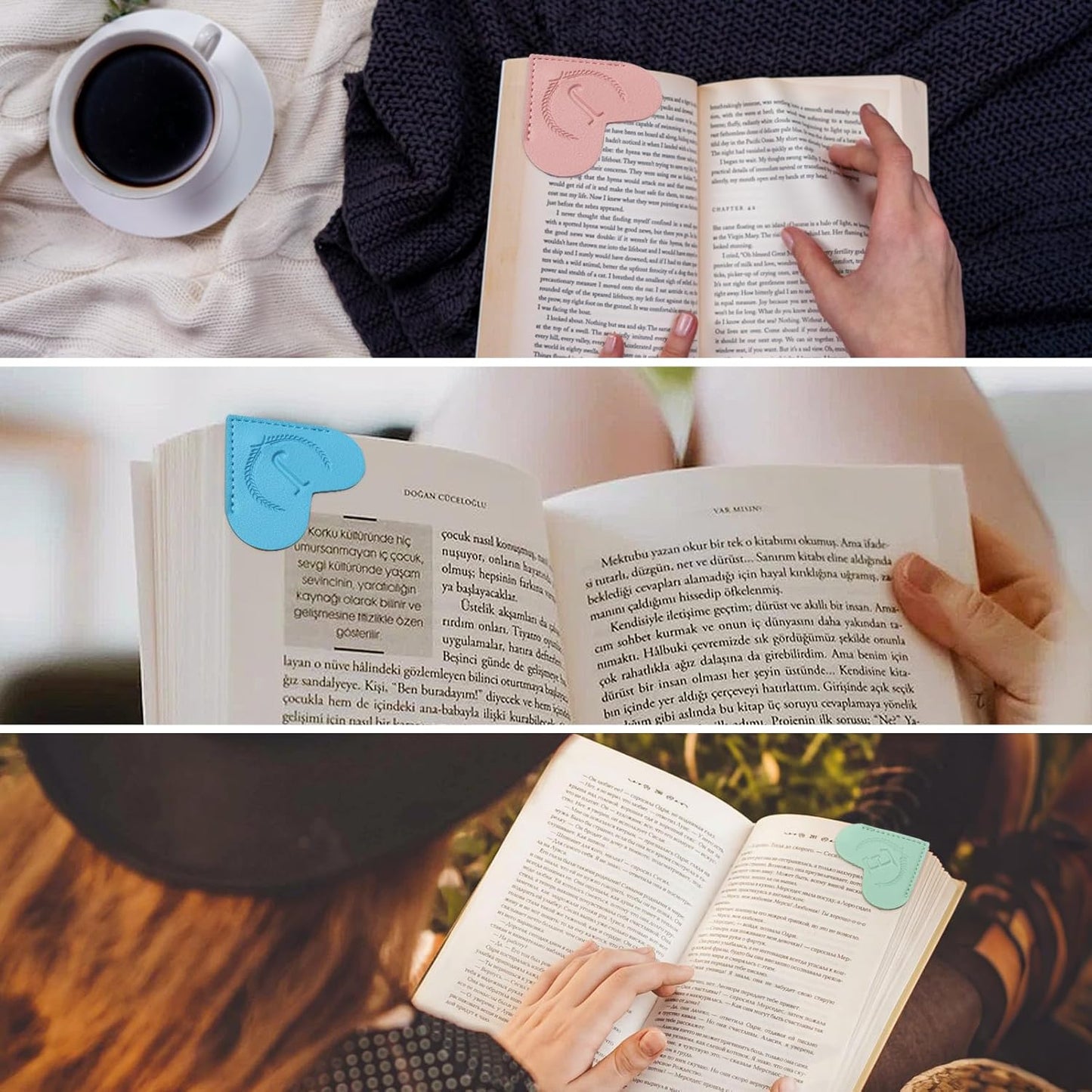 Personalized Leather Heart Bookmark with Initial,Cute 26 Letters Custom Corner Book Mark for Reading Women& Men,Teacher,Student,Book Lovers Gifts,Book Accessories(Pink,A)