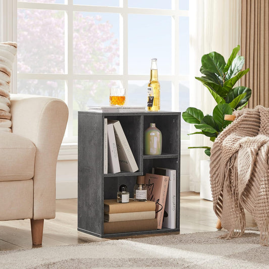 VECELO 3-Cube Small Bookshelf, Modern Bookcases with Shelves Height Up to 12.8 Inches, Suit for Common Size Textbook, Vertical or Horizontal, Cubby Storage Organizer,Gray