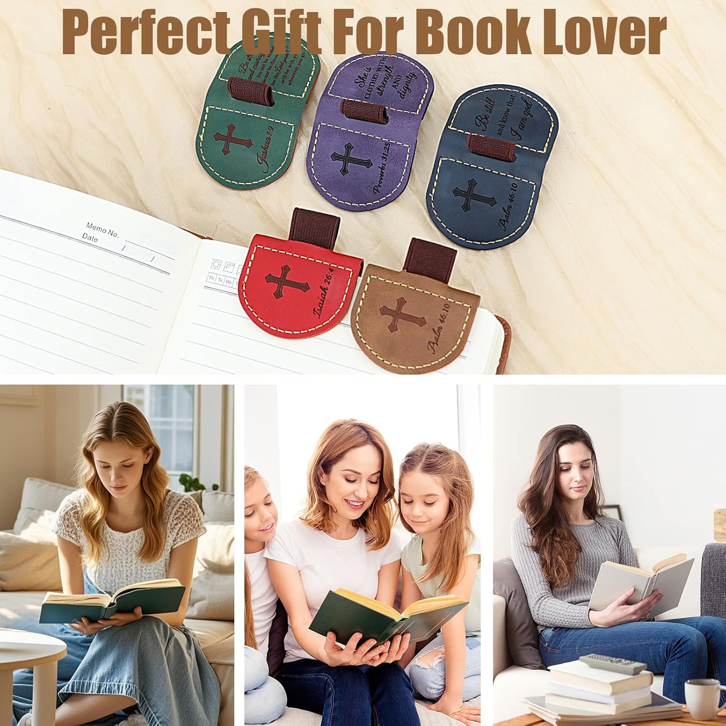 Bygone Mark Magnetic Leather Bookmark with Pen Holder - Bible Verse Design Bygone Mark Leather Bookmark, Inspirational Gifts for Christian Book Lovers Reading(Blue Joshua 1:9)