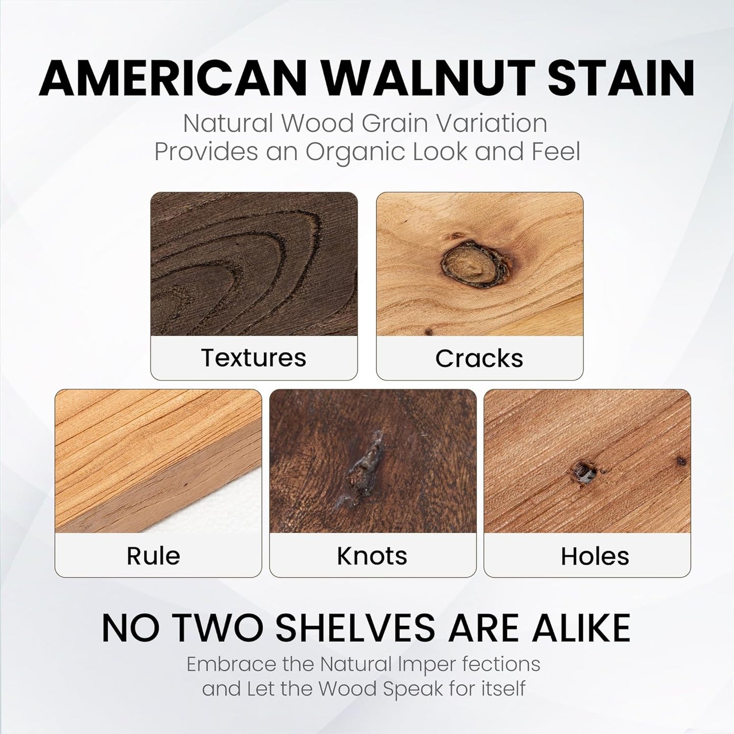 Fun Memories Floating Shelves for Wall, 36" Rustic Solid Elm Wood Wall Shelf, Heavy-Duty Wall Mounted Shelf with Invisible Brackets, Set of 2 for Living Room, Bedroom, Kitchen, Natural Finish
