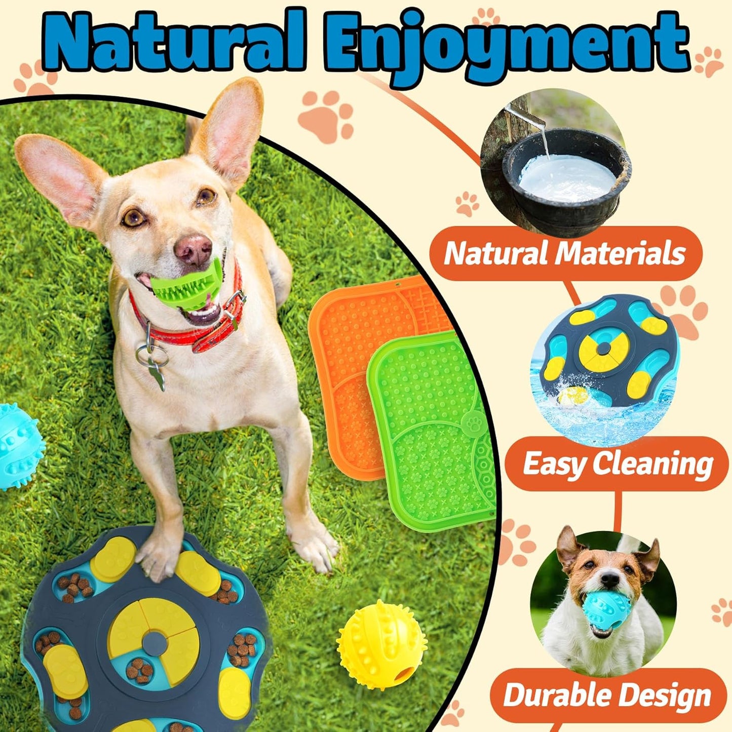 9 Pack All-Around Dog Puzzle Toy Set -Mentally Stimulating Dog Enrichment Toys for Small to Medium Smart Dogs, Includes Dog Lick Mat with Suction Cups