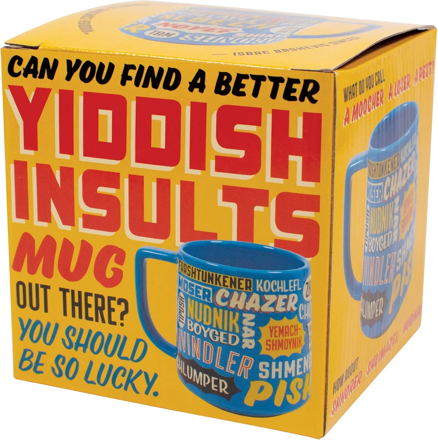 The Unemployed Philosophers Guild Yiddish Insults Mug - Sip Coffee and Study Yiddish Insults, From Nudnik to Tipish and More, Comes in Gift Box, 12 oz