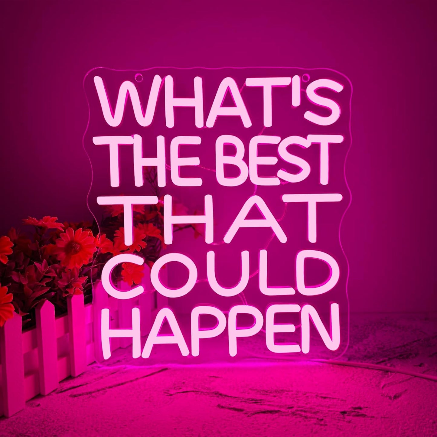 What's the Best That Could Happen Neon Sign, Dimmable Uplifting Quote Art, Motivational Quote Wall Decor Neon Light Sign, Aesthetic Inspiration Wall Art Decor Best Birthday Gifts(10.6 * 11.8in)