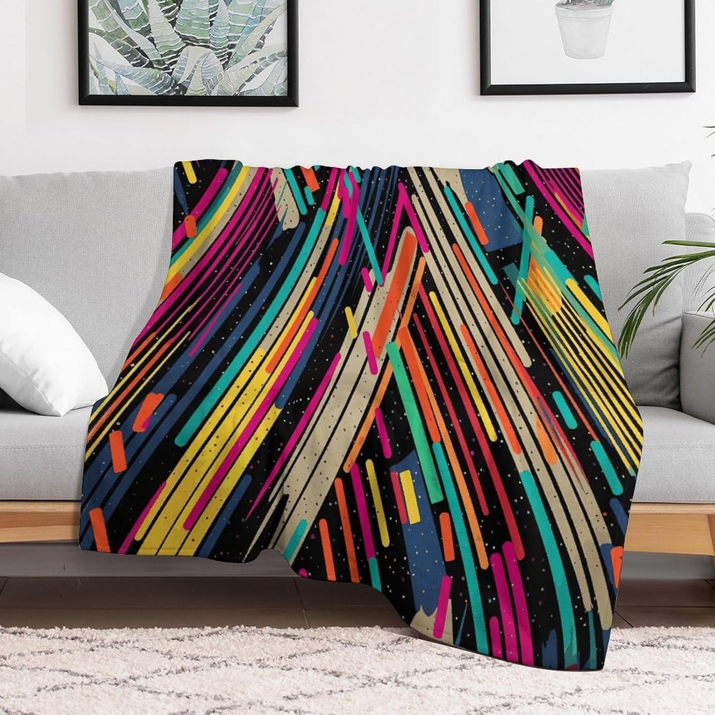 Striped Abstract Colorful Blanket Super Soft Lightweight Throw Blanket Cute Cozy Warm Bed Blanket Decorative Fuzzy Blanket All-Season Home Decor Gift for Sofa Couch Living Room 60"*80"（150 * 200cm）