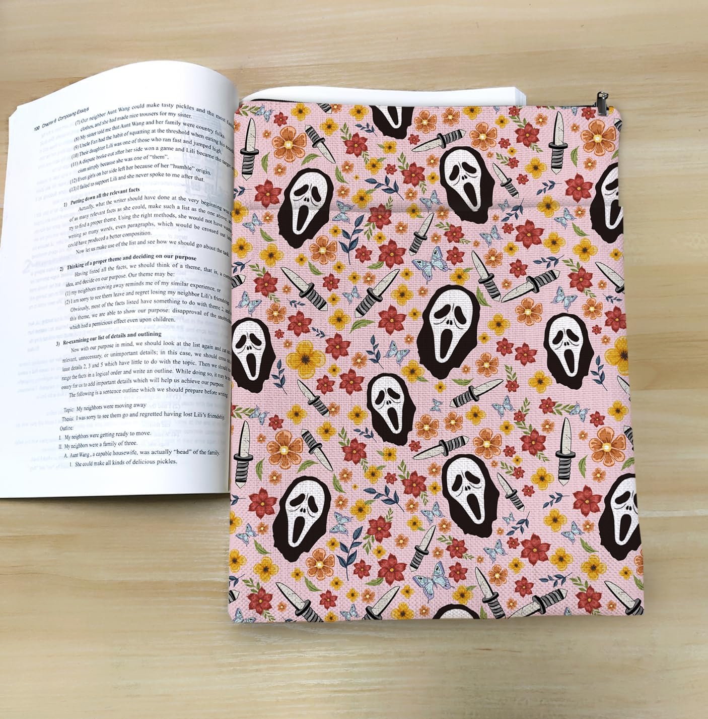 Book Sleeve, Death by Book Sleeve Reading, Book Cover Book Reader Gift Bookish Gifts Book Club Pouch Bookworm Librarian Gift 6JB011