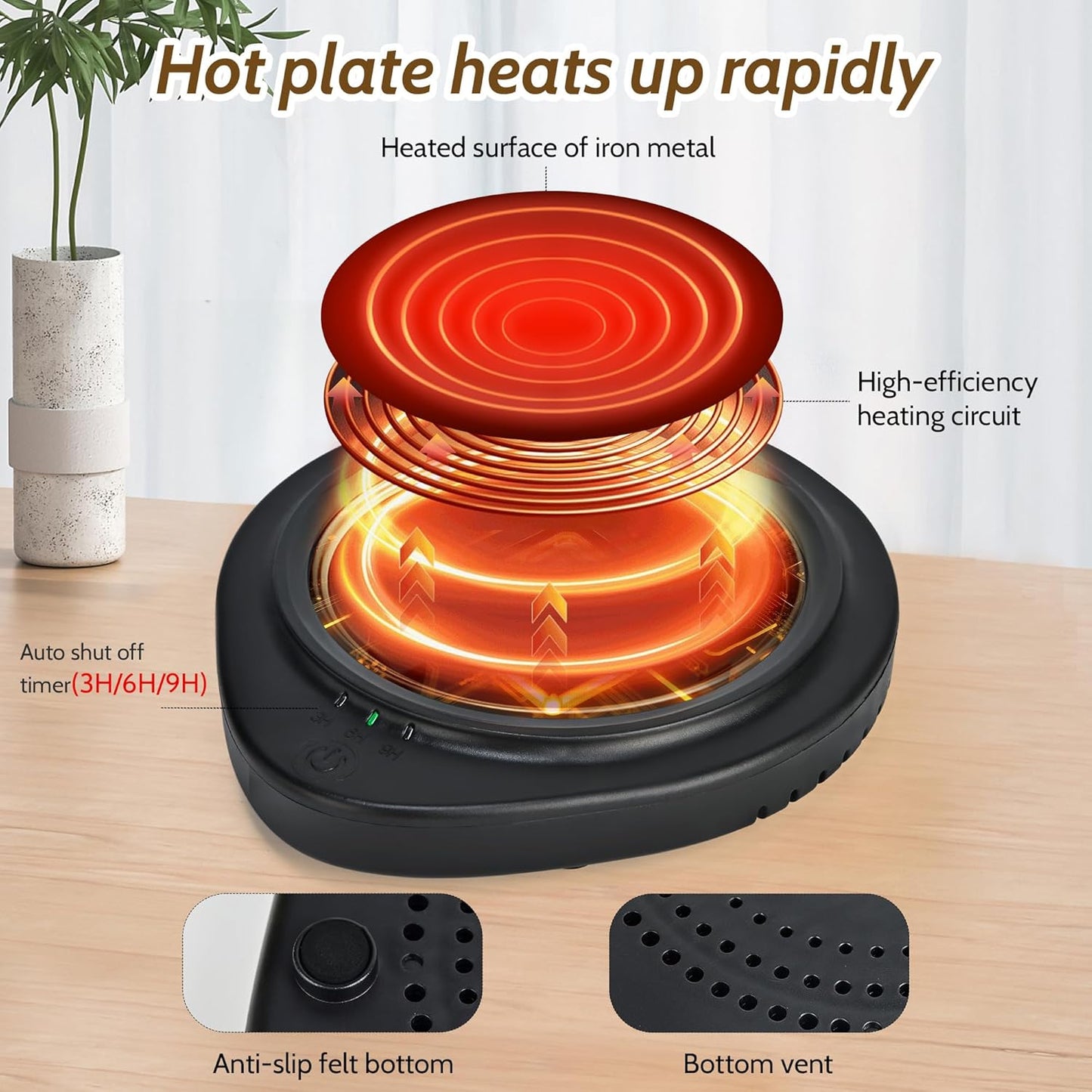 Candle Warmer with Timer, Coffee Mug Warmers for Large Jar,Safely Releases Scents Without a Flame, Melt The Candle Quickly, Enjoy Your Warm Coffee Tea. Gifts for Festival Birthday Women Men Mom Dad