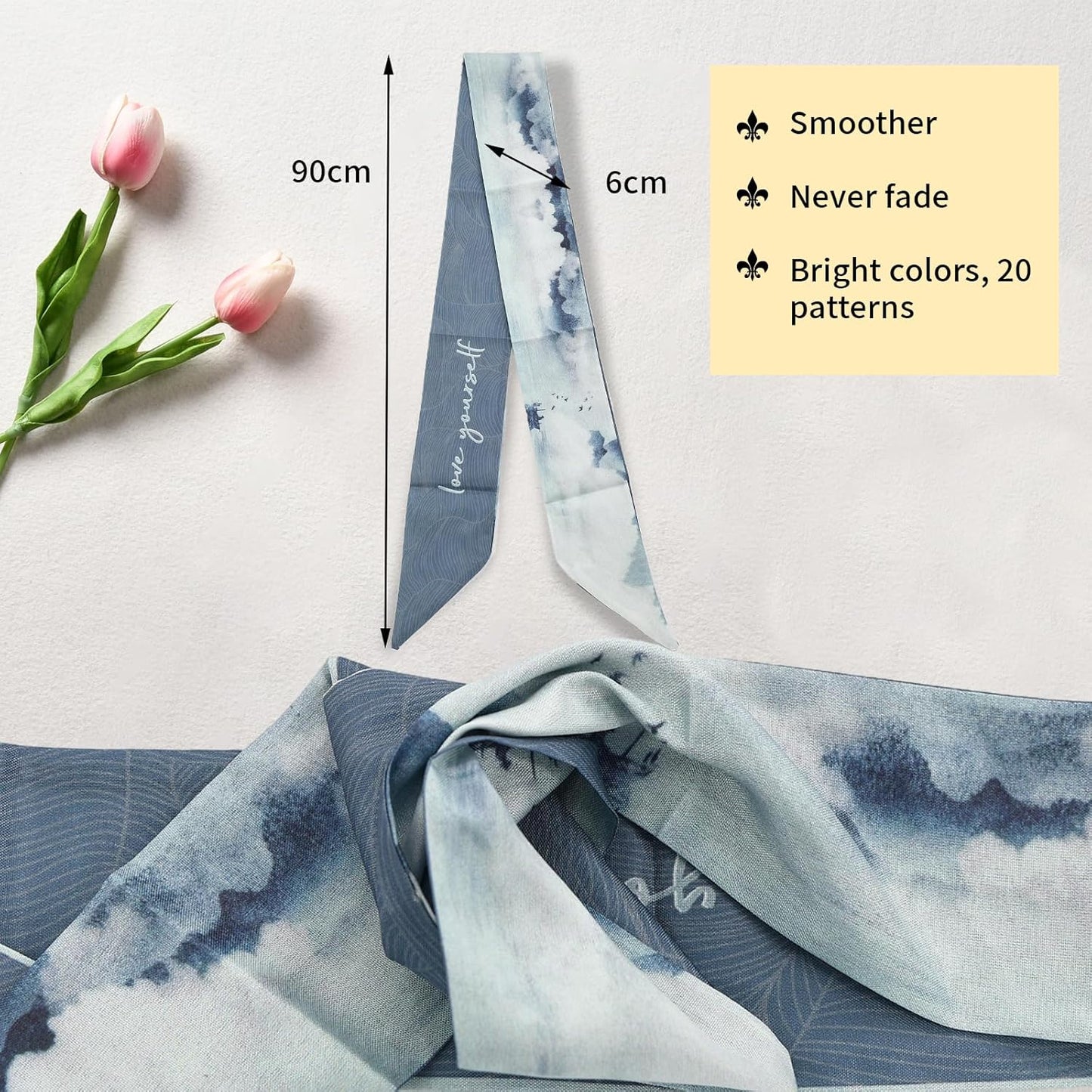 braxan 20 Pcs Bag Scarf, Purse Scarf For Handbags, Silk Neck Scarves For Purse Bags, Handbag Handle Ribbon, Stylish & Versatile Accessory