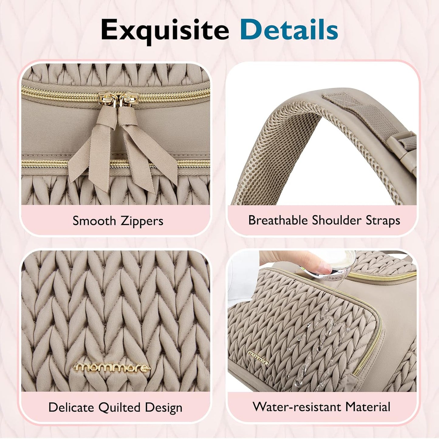 mommore Diaper Bag Small Diaper Backpack Stylish Baby Backpacks Travel Mini Maternity Bags with Insulated Pockets, Changing Pad, Stroller Straps