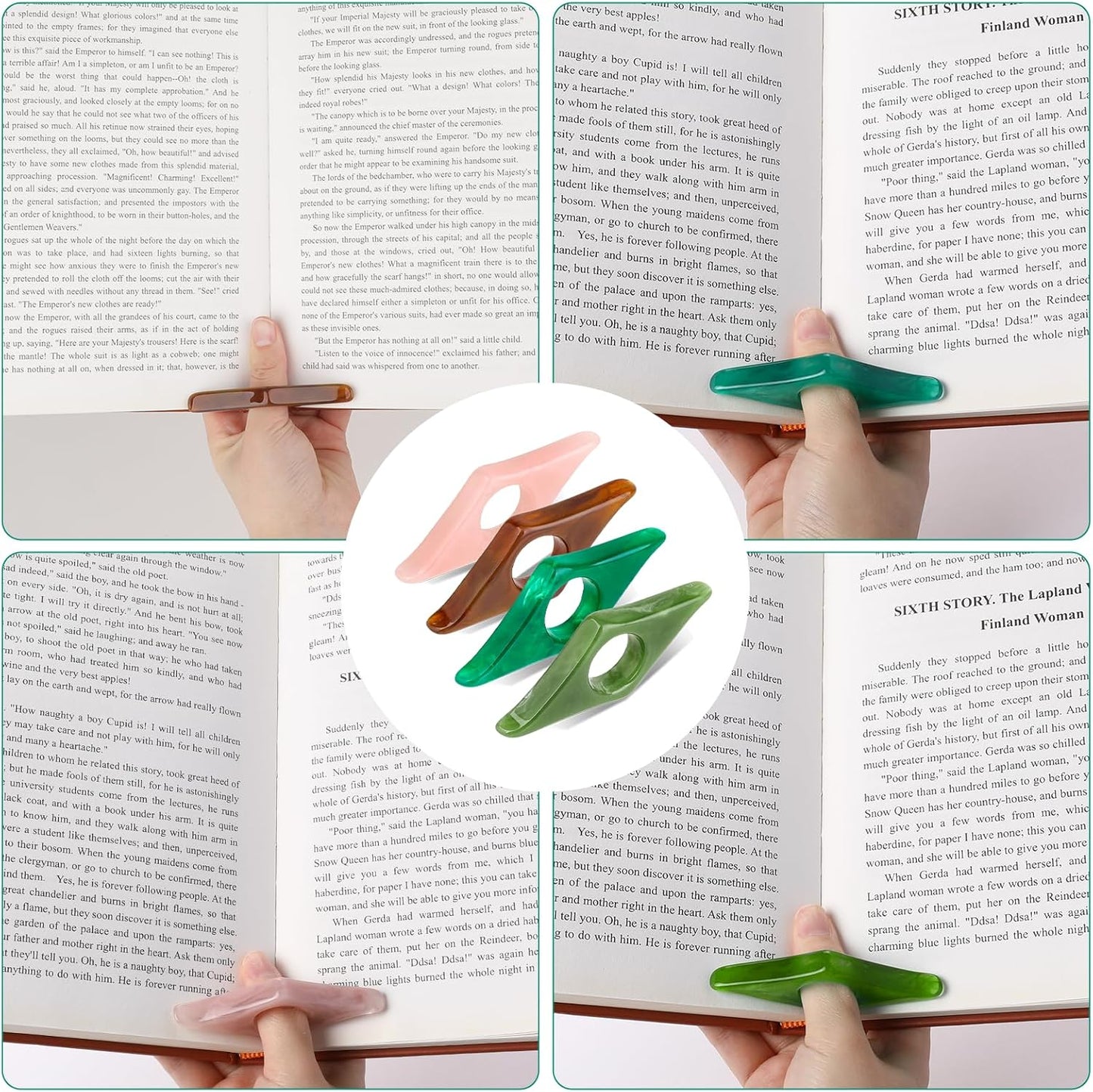 4 Pack Thumb Book Page Holder Personalized Resin Book Thumb Page Holders for Reading Lovers Bookmark Holder Book Reading Accessories Gift for Christmas, Thanksgiving Day, Classmate, Teachers