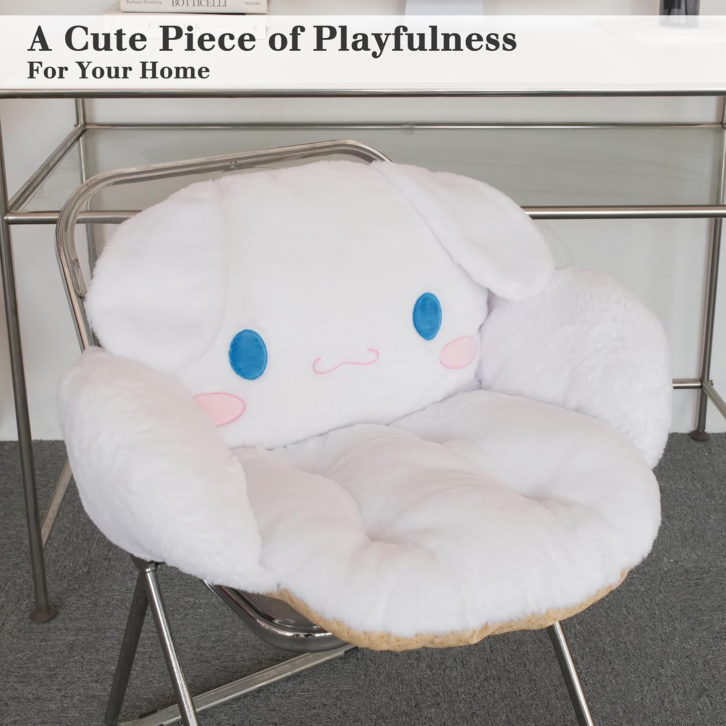 Juju White Kawaii Cushion - Kawaii Room Decor - Seat Cushions for Office Chairs - Office Chair Cushions - Car Seat Cushion - Gaming Room Decor - Gaming Desk Accessories Floor Pillow (White)