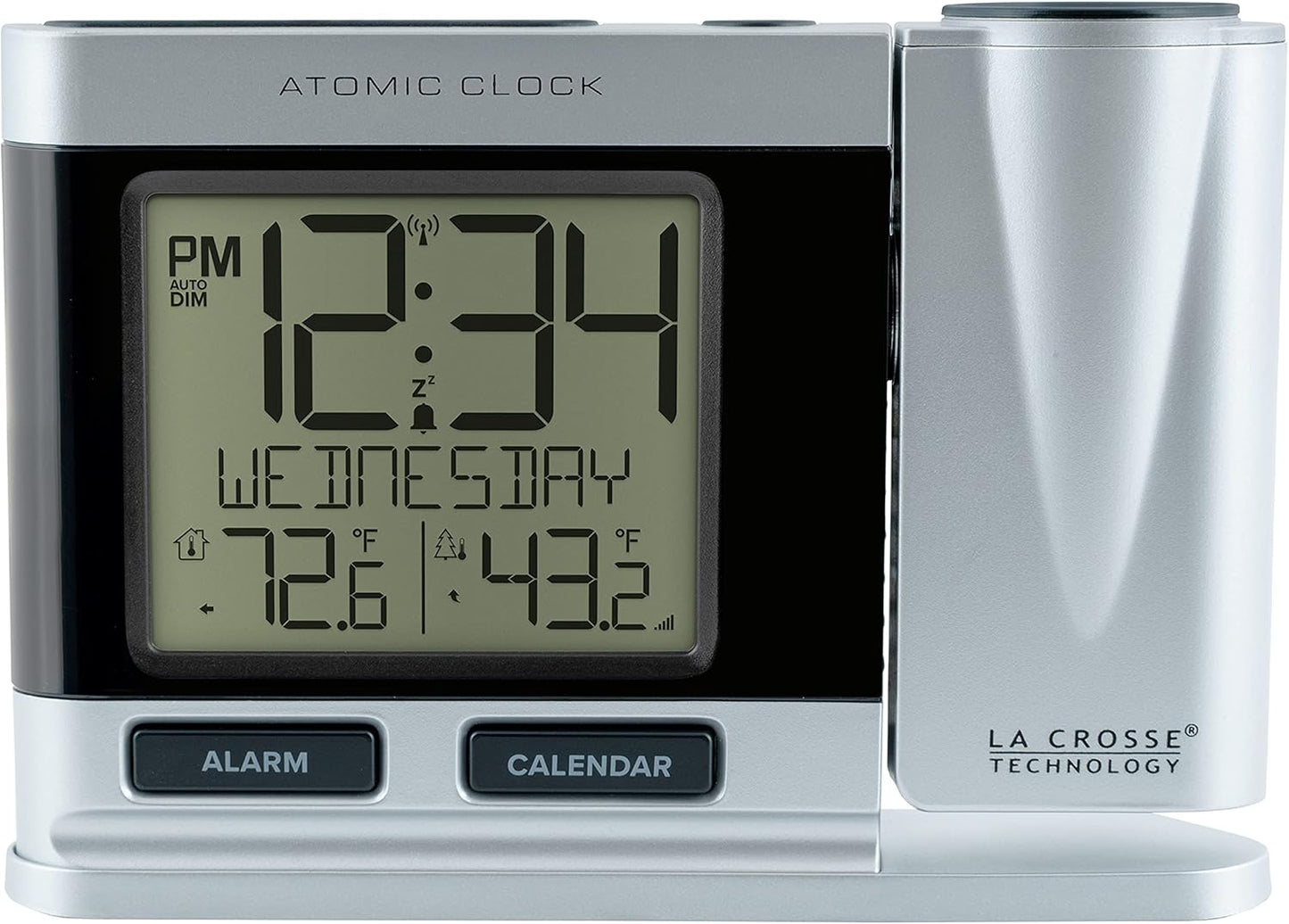 La Crosse Technology Atomic Projection Alarm Clock with Temperature and Sensor Protection Shield