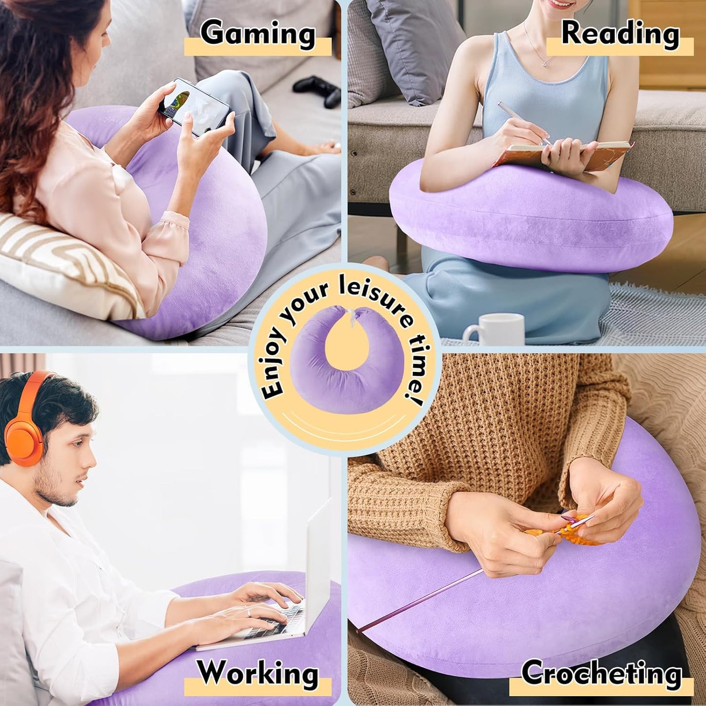 Gaming Pillow Arm Support Pillow for Bed & Sofa: Ergonomic U-Shaped Lap Pillow with Elbow Rest for Adults & Kids - Reduces Arm Pain & Fatigue During Gaming, Reading, Working & Crocheting