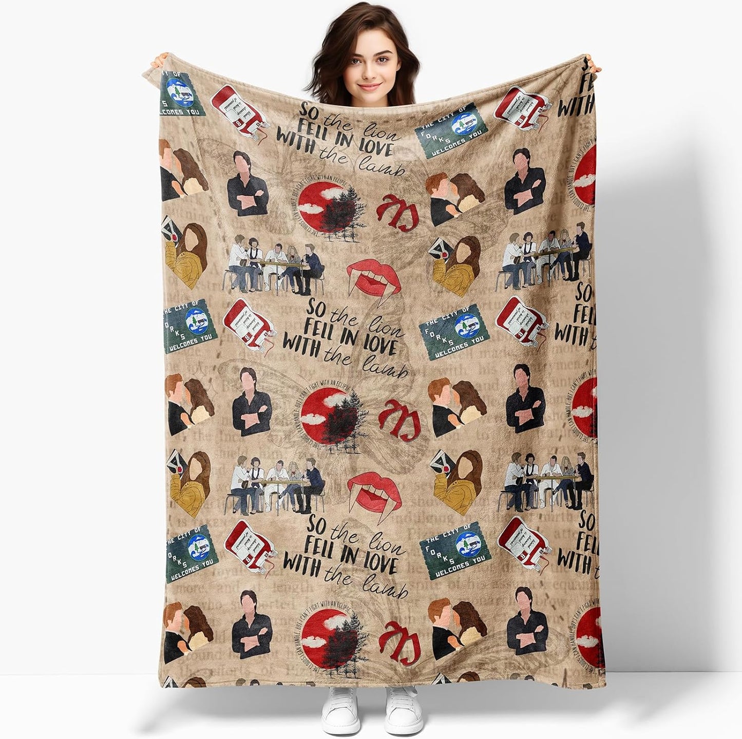 MHunter 50'' x 40'' Movie Twilights Gift Large Size Flannel Blanket, Edw Vampire Romance Throw Blankets House, All Seasons Warm Cozy for Sofa Chairs Bed Home Office Fans, Perfect for Girls and Women