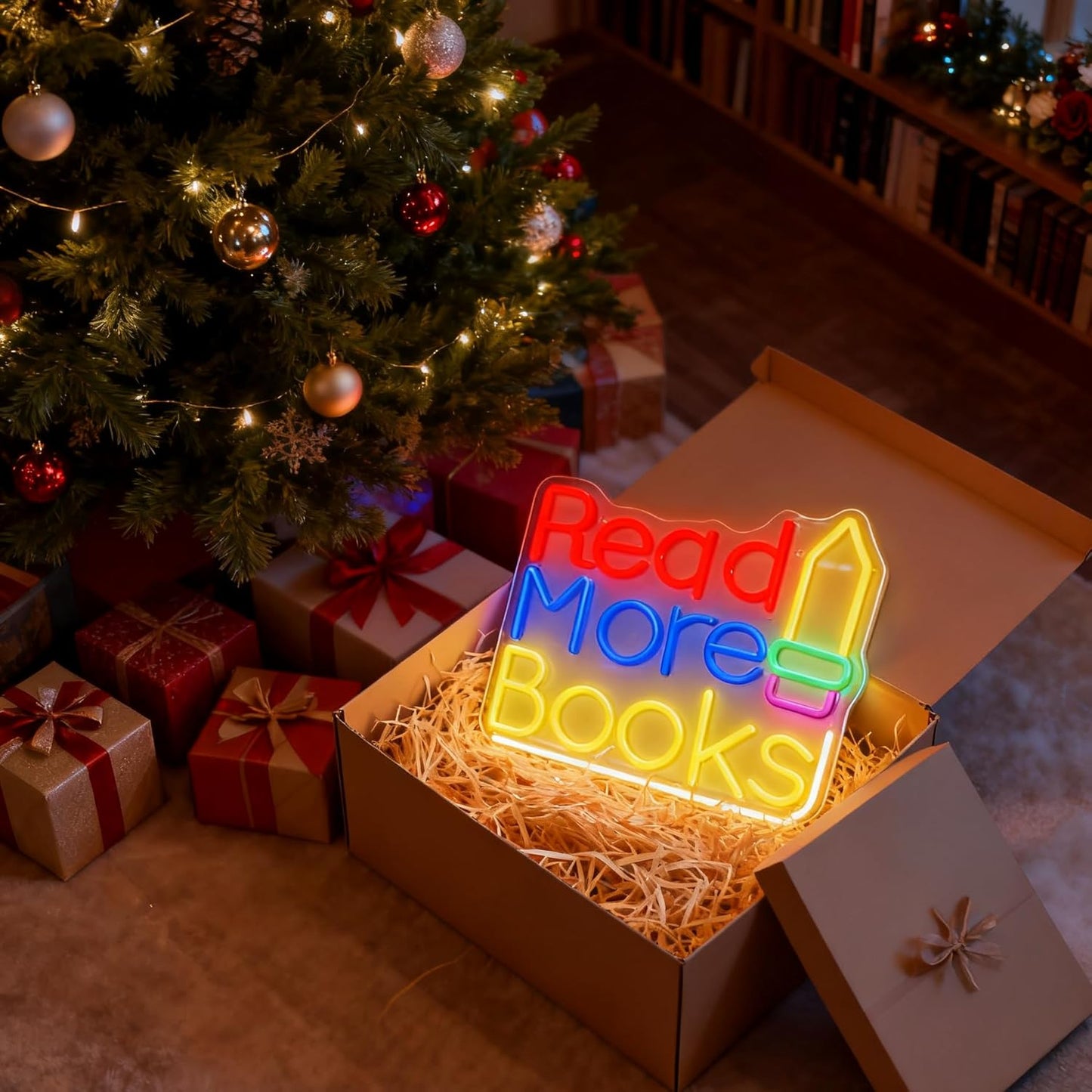 Reading More Books Neon Sign for Wall Decor Light Up Letters LED Sign Birthday Party Signs Led Decorative Night Signs Reading Room Decor Gift for Bookstore Library Student Dorm Bedroom