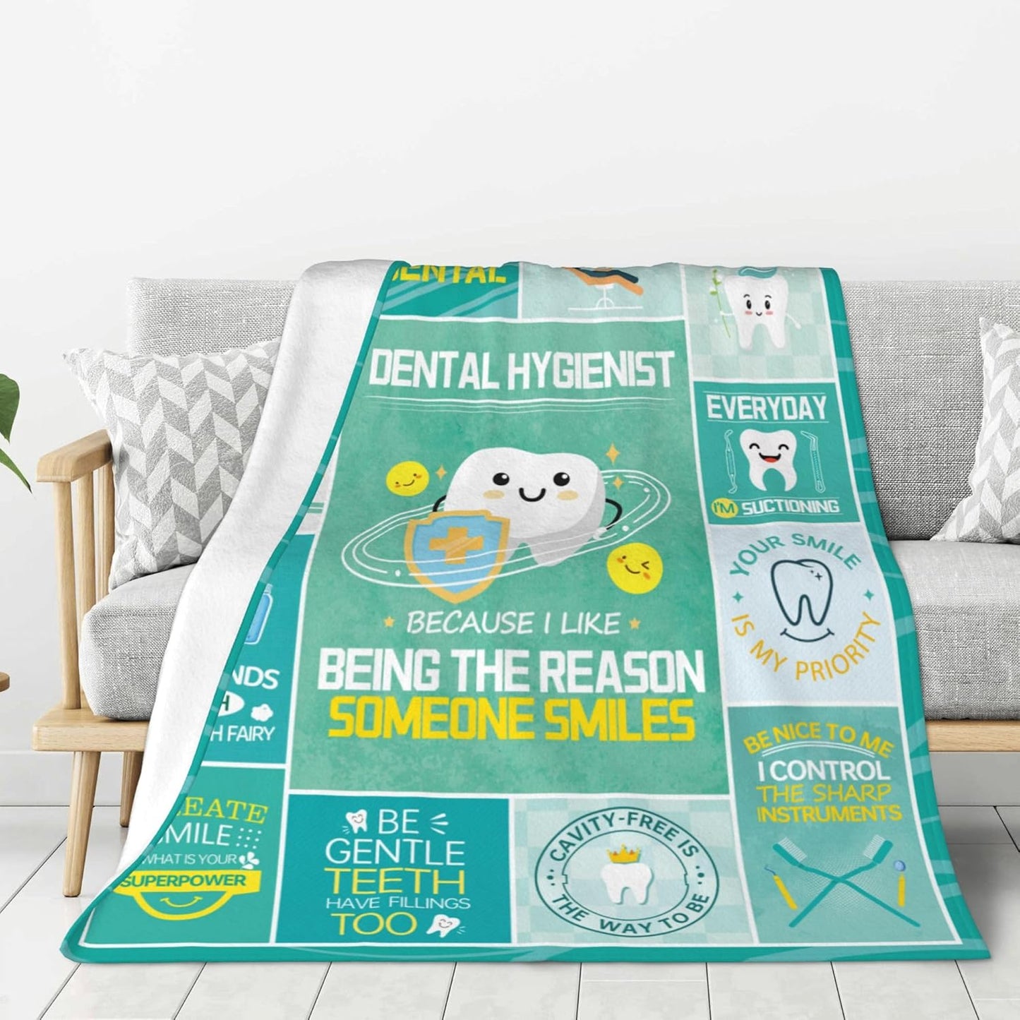 Dental Hygienist Gifts for Women, Gifts for Dental Hygienist, National Dental Hygienists Week Gifts, Dental Hygienist Birthday Gift Blanket 60"X50", Dental Hygienist Gifts for Christmas Xmas