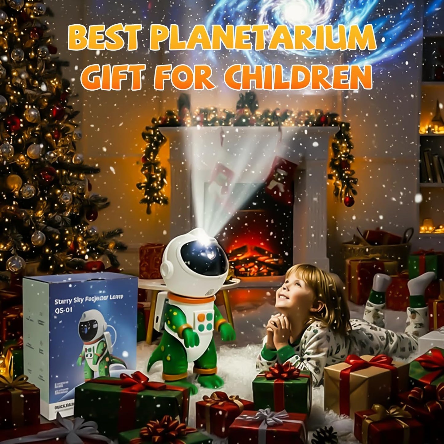 Dinosaur Astronaut Galaxy Star Projector Night Light, 8 in 1 LED Space Planetarium Lamp, 360° Rotating with Remote & Timer, Kids Adults Bedroom Decor, Christmas Birthday Gifts (Blue)