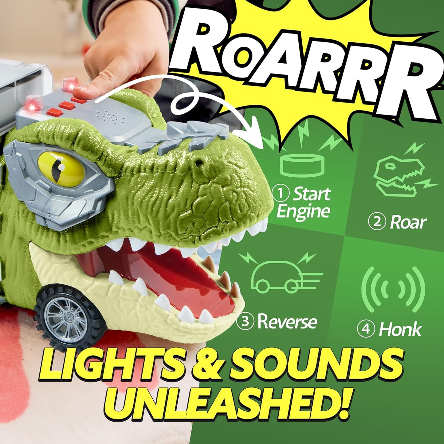 JOYIN 13 in 1 Dinosaur Toys for Kids 3-5, Dinosaur Truck with 12 Pull Back Cars, Birthday Gifts Toys for 3 4 5+ Year Old Boy, Transport Carrier Truck for Toddlers, Easter Kids Gifts