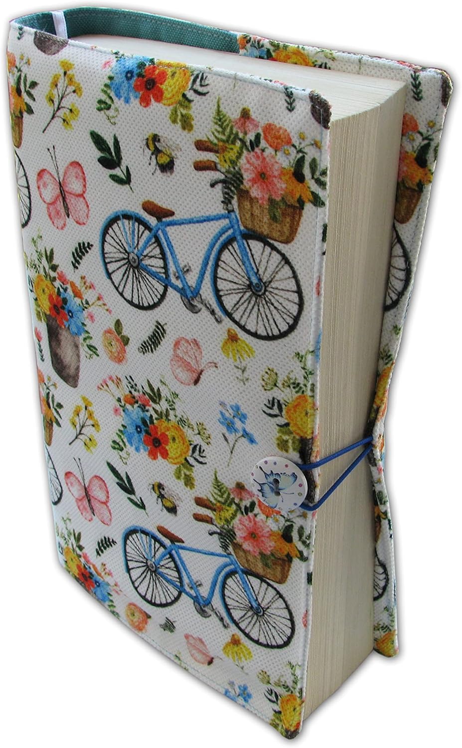 Cloth Book Cover, Fabric Novel for Cover Sleeve Protector, Bicycle Pattern Washable, 5.5 x 8.2 x 1.6 Padded Bag