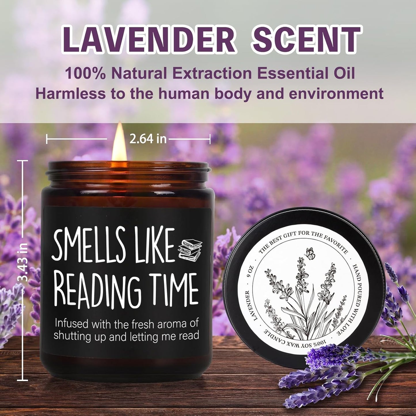 Book Themed Scented Candle Gift for book Lovers, Smells Like Reading Time candle, Unique Birthday Christmas Lavender scent Candles Gifts for Her, Him, Readers, Bookish, Writers, Bookworm, Librarian-83