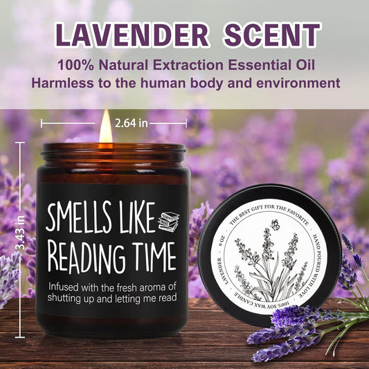 Book Themed Scented Candle Gift for book Lovers, Smells Like Reading Time candle, Unique Birthday Christmas Lavender scent Candles Gifts for Her, Him, Readers, Bookish, Writers, Bookworm, Librarian-83