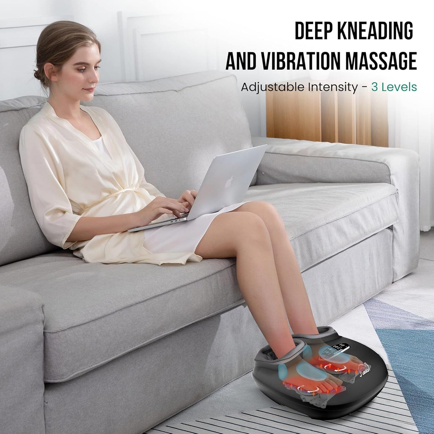 Snailax Shiatsu Foot Massager with Heat, Deep Kneading, Compression, Vibration, Feet Massager Machine for Plantar Fasciitis, Neuropathy, Foot Warmer Under Desk, Size 13, Gifts for Men, Women