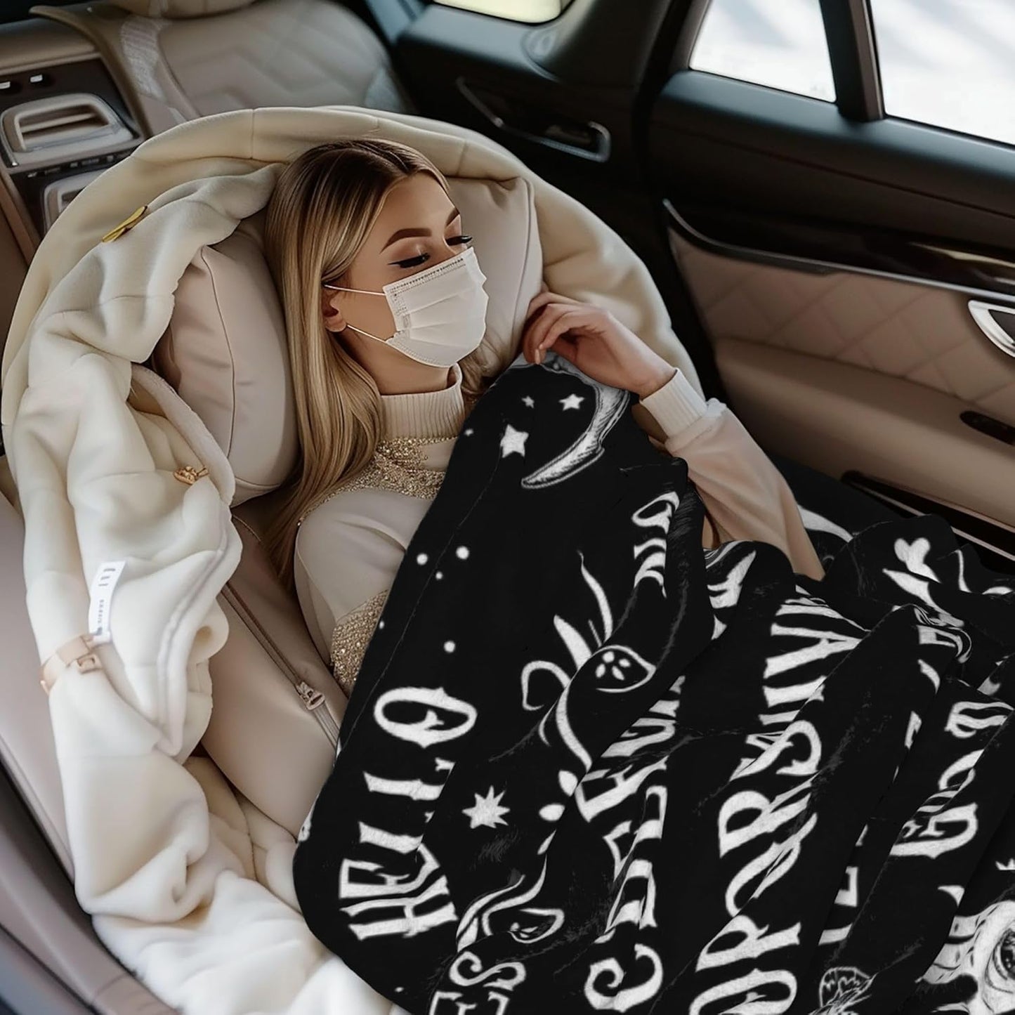 Ouija Board Blanket 60"x50", Goth Witchy Birthday Gifts for Women/Men, Spooky Gifts, Sun and Moon Print Decoration for Home Bedroom Living Room Dorm Chair Halloween Gothic Throw Blanket