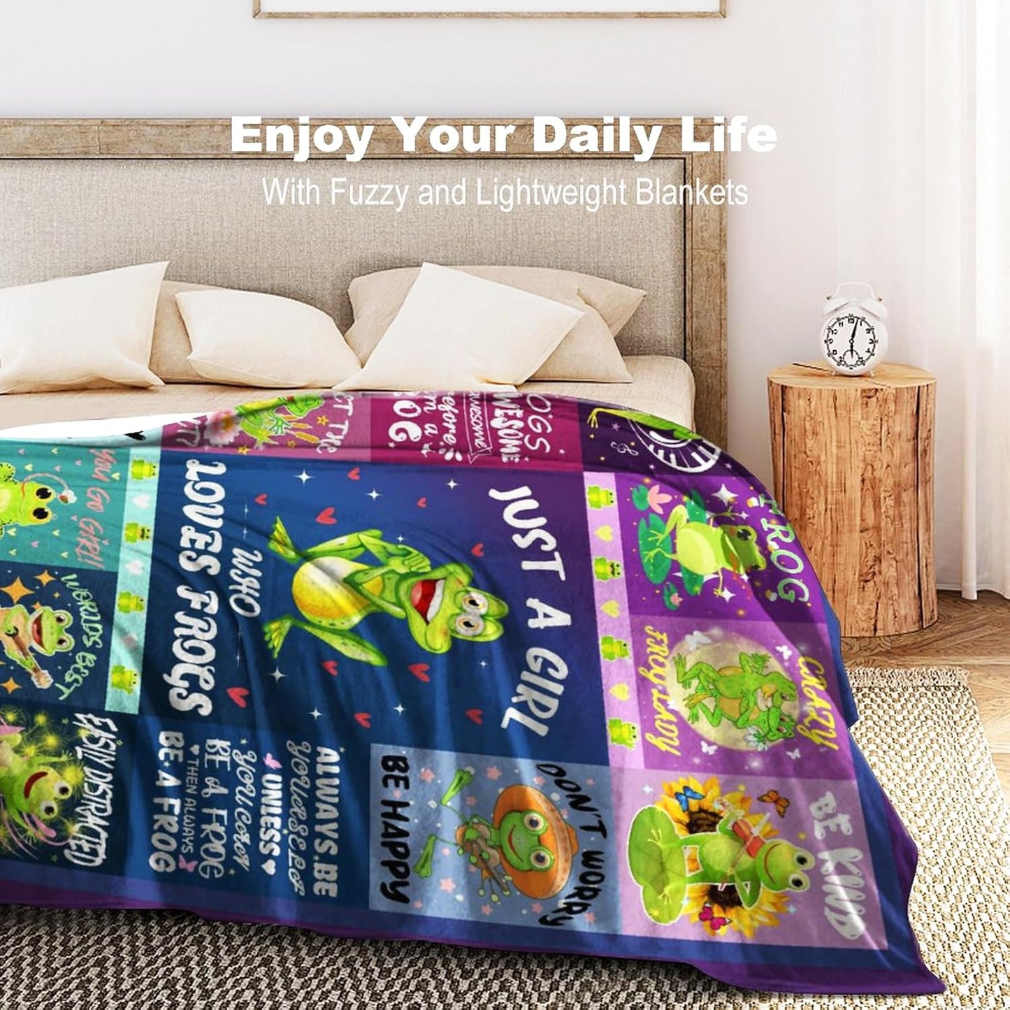 Cute Green Frog Blanket Soft Cozy Flannel Frogs Blankets and Throws Bed Bedding Sofa Chair Home Decor, Best Birthday Christmas Frog Gifts for Adults Kids Women Girls 50"x40"