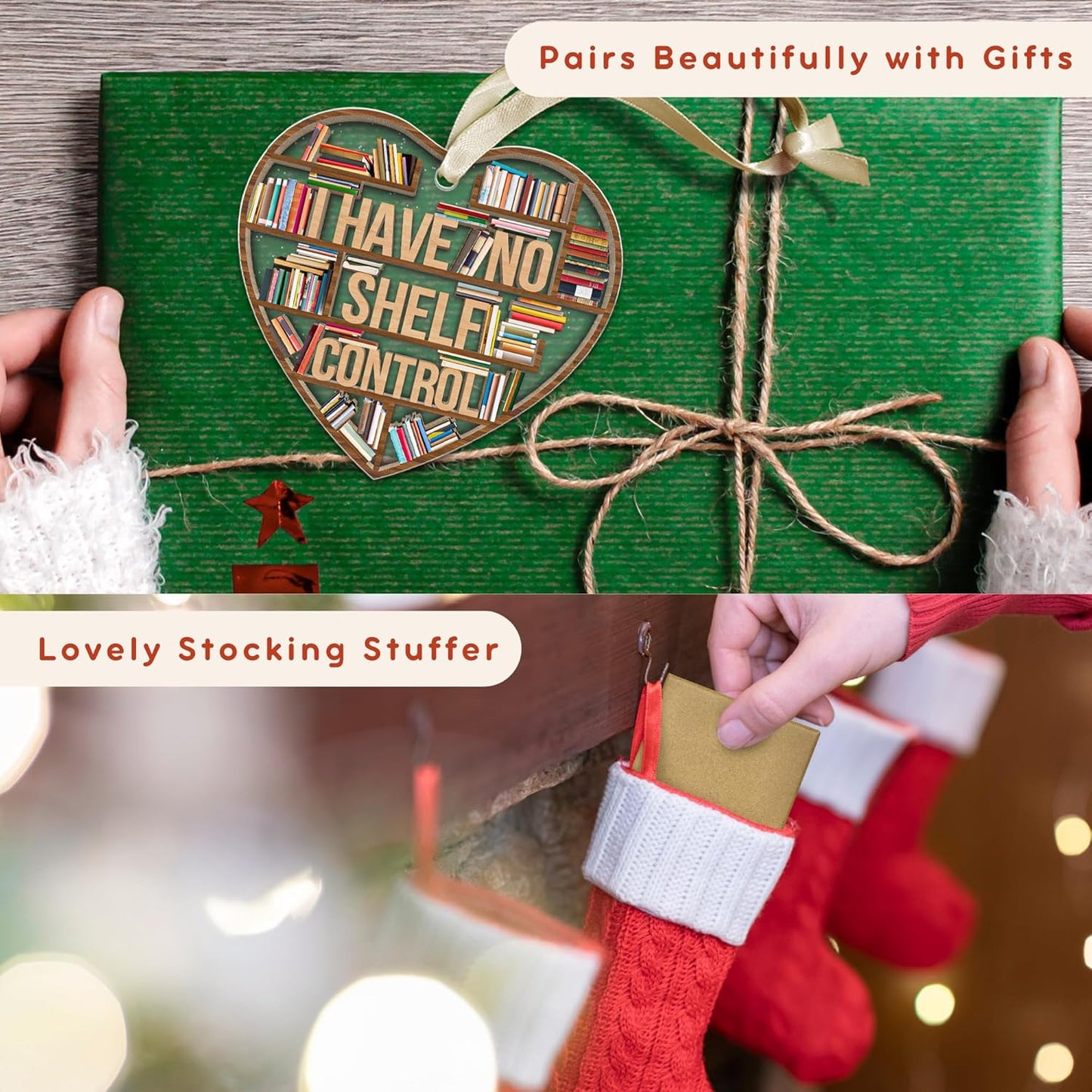 TUMSHANIP Book Lovers Ornament - Books Club, Bookworms, Reader Tree Ornaments - Book Lover Gifts, Reading Librarian Gifts - Gift for Book Lovers Women Men - Wood & Acrylic Christmas Ornament 2025