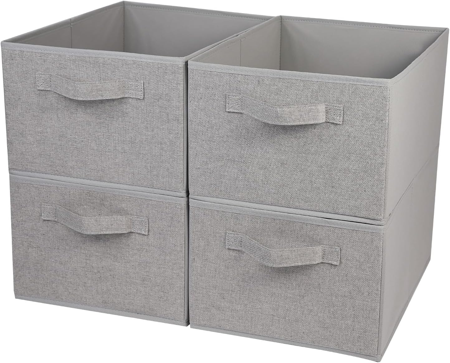 BOMKEE Collapsible Sorage Bins, Storage Cubes Baskets Collapsible Fabric Storage Boxes with Handles for Home and Office (Set of 4, Grey, 15.4 x 11.4 x 7.91inch)