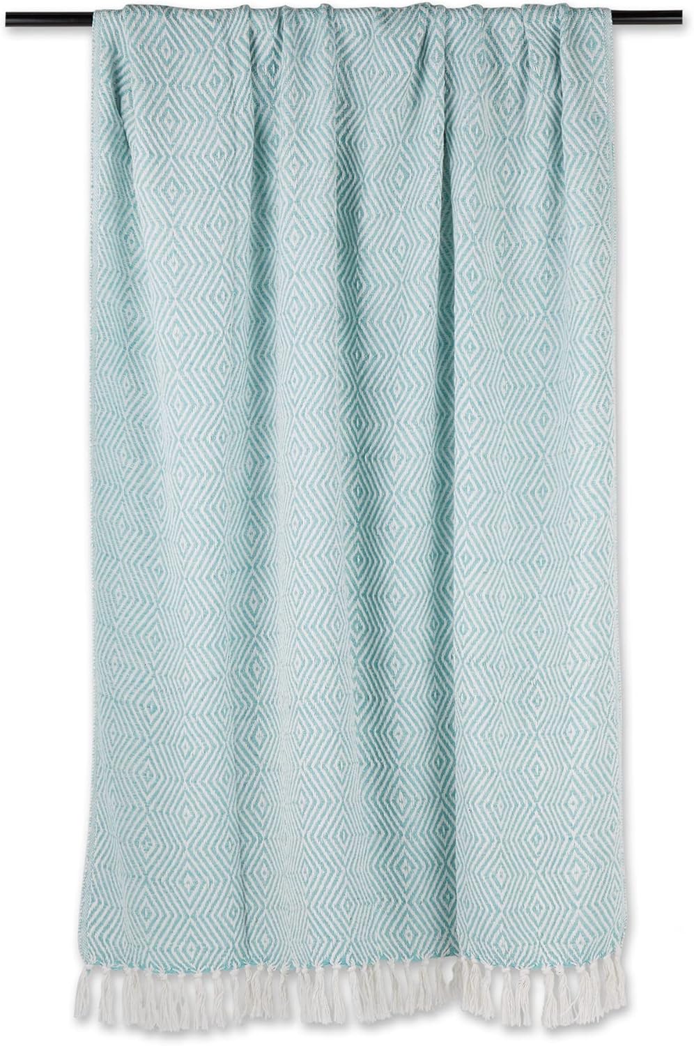 DII Diamond Throw Collection Woven Cotton, 50x60, Aqua