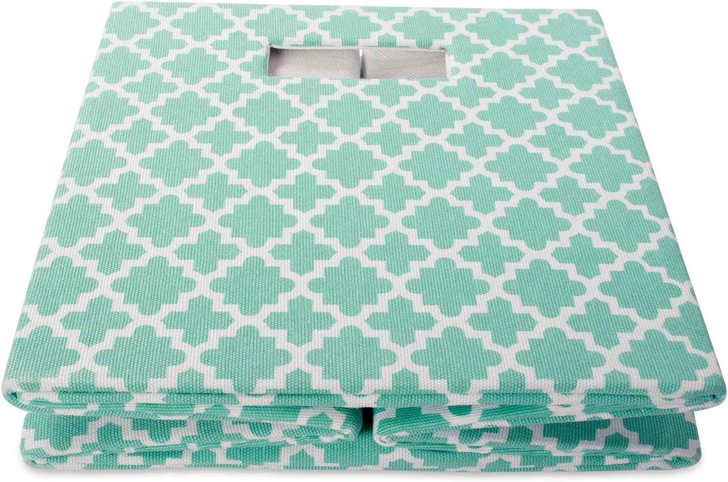 DII Hard Sided Collapsible Fabric Storage Container for Nursery, Offices, & Home Organization, (13x13x13) - Lattice Aqua
