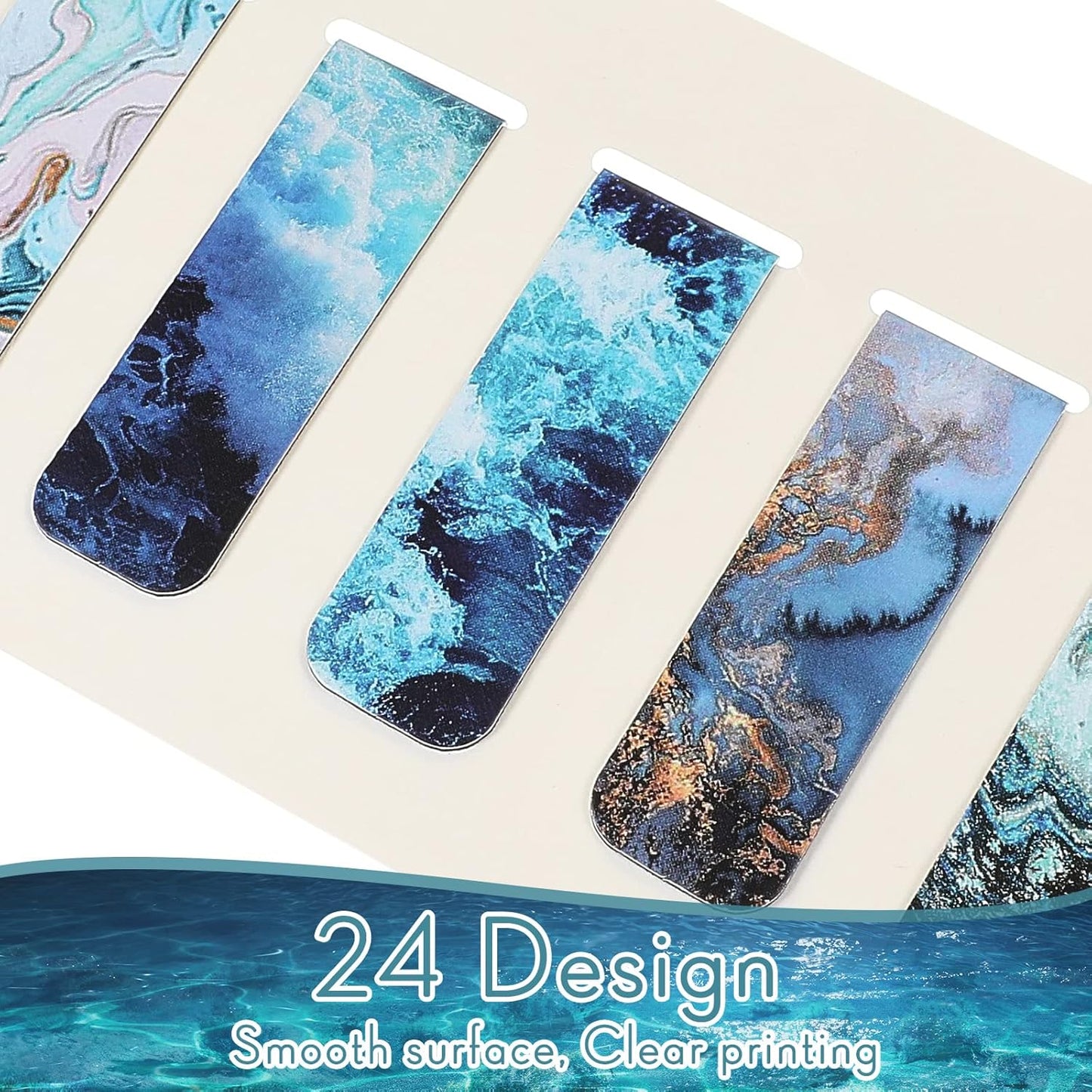 Zonon 24 Pcs Ocean Magnetic Bookmarks Easter Exchange Gifts Summer Blue Magnet Page Markers Page Clip Funny Bookmark Gifts for Reading Lover Women, Men Classroom Prize Party Favor