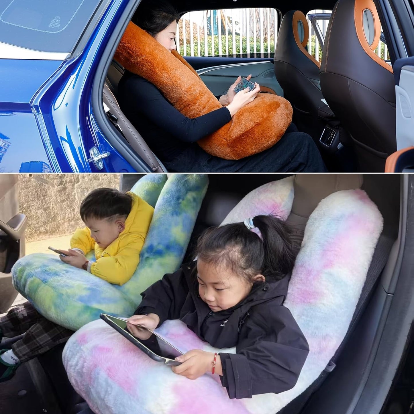 Travel Pillow Car Travel Sleep Support Pillow 2-in-1 Lap Pillow and Car Pillow with Neck and Body Support for Adults and Kids on Long Trips Kids Travel Pillow Gray