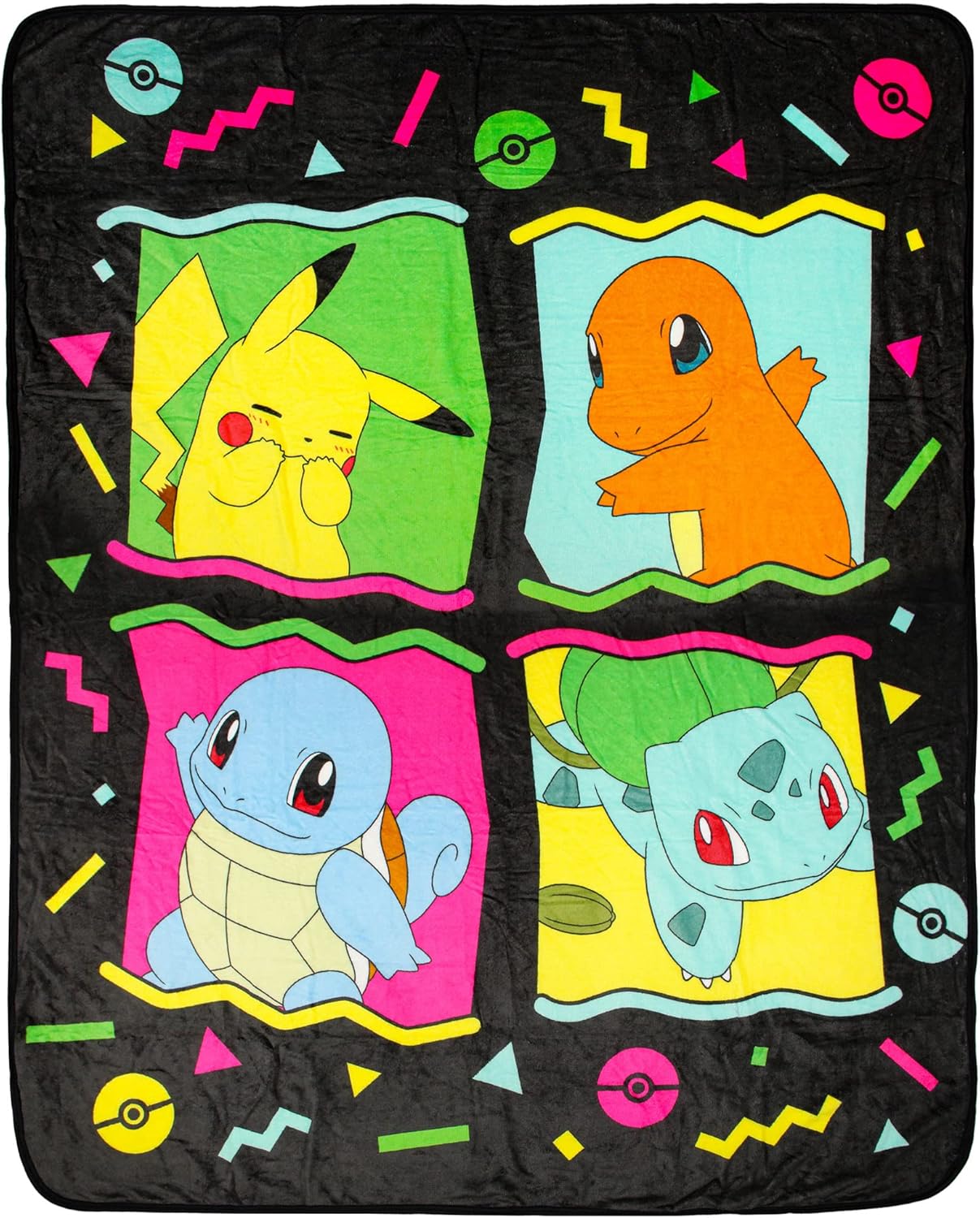 Northwest Pokemon 90's Character Box Design Gaming Plush Throw Blanket 46' x 60'
