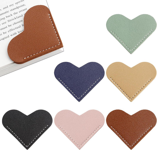 Leather Heart Bookmarks 6 Pieces, Adorable Cute Bookmarks for Book Lovers, Decorative Supplies to Organize Your Bookmark Corner, A Reading Gift for Female Readers, Bookmark Enthusiasts, and Book Clubs