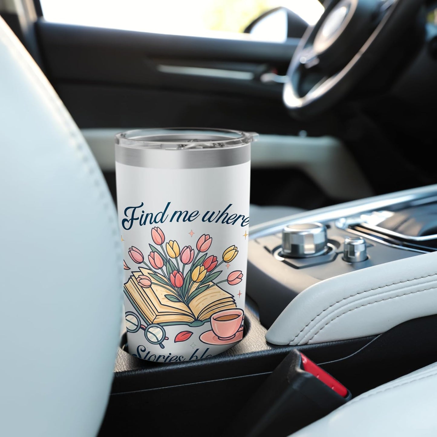 Book lover Find Me Where Stories Bloom Bookish Graphic Stainless Steel Insulated Tumbler